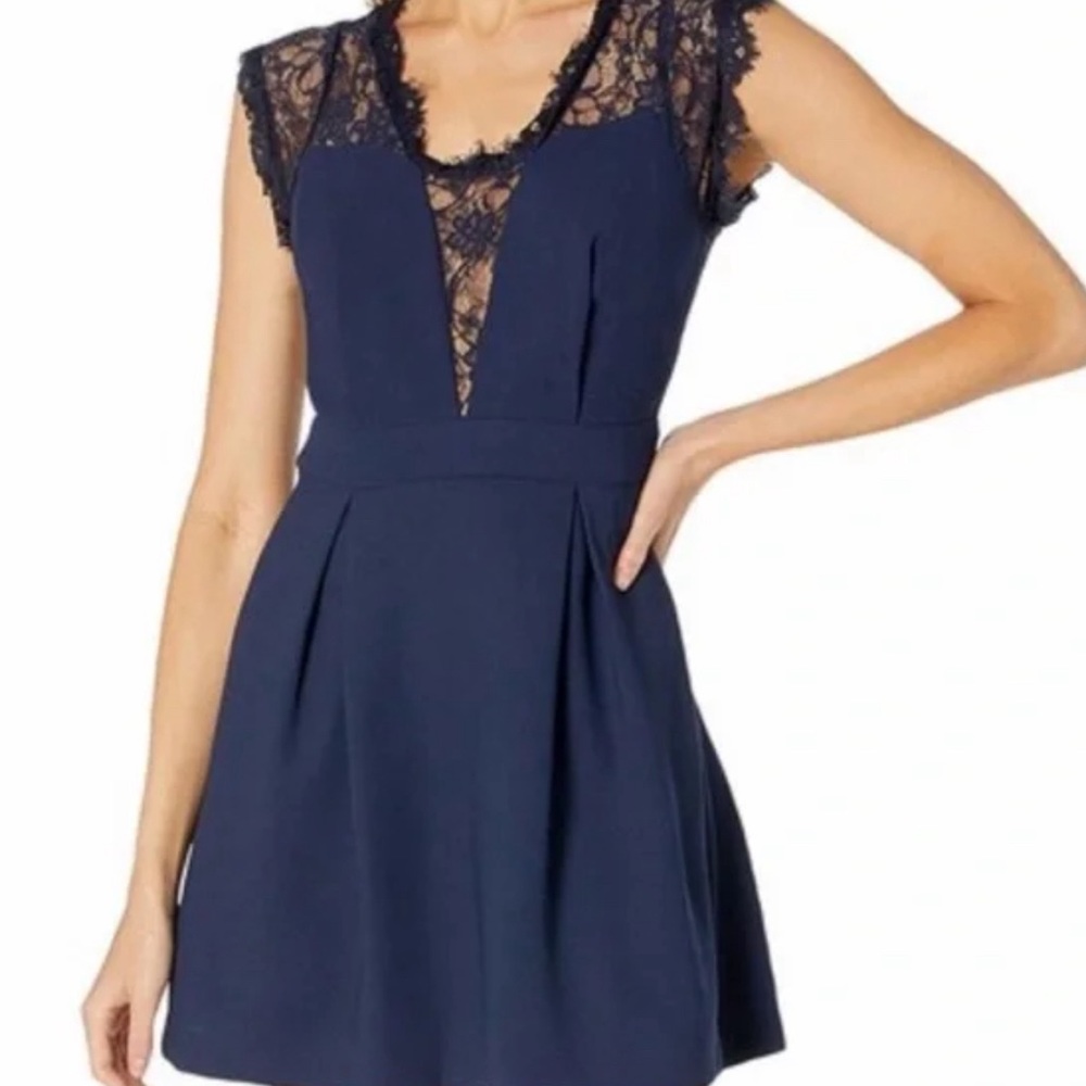 BCBGeneration Lace A-Line Mini Dress Navy Blue Size 6